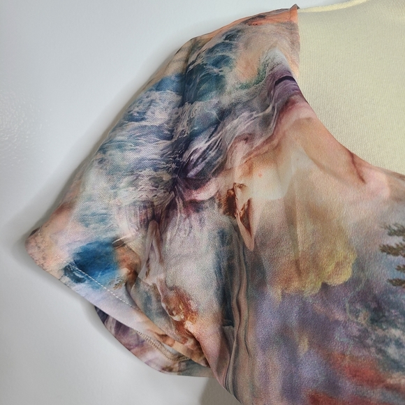 Multi Renaissance Print One Shoulders Ruched Dress - Picture 8 of 15